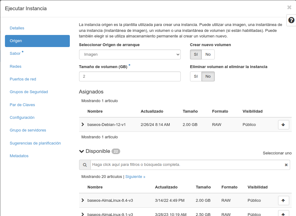 OpenStack. Paso: 2. Escollendo a imaxe base