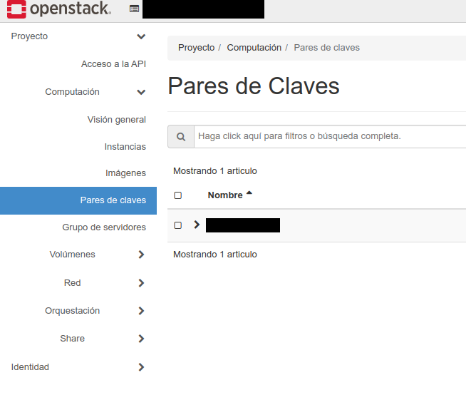 OpenStack. Chaves SSH